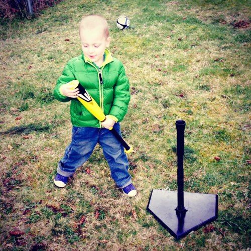Scenes from our weekend - Everett's new bat